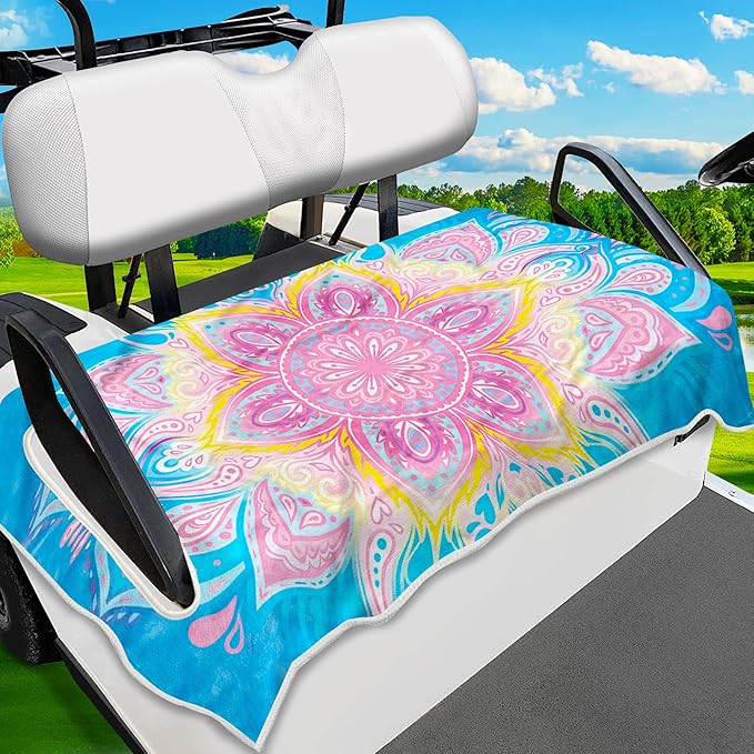 ENYORSE Golf Cart Seat Covers - Ethnic Style Golf Cart Towel Blanket for 2/4 Seater, Soft & Breathable Microfiber, Keeps Seats Cool & Comfortable, 51”x31”, Fits EZGO/Yamaha/Club Car