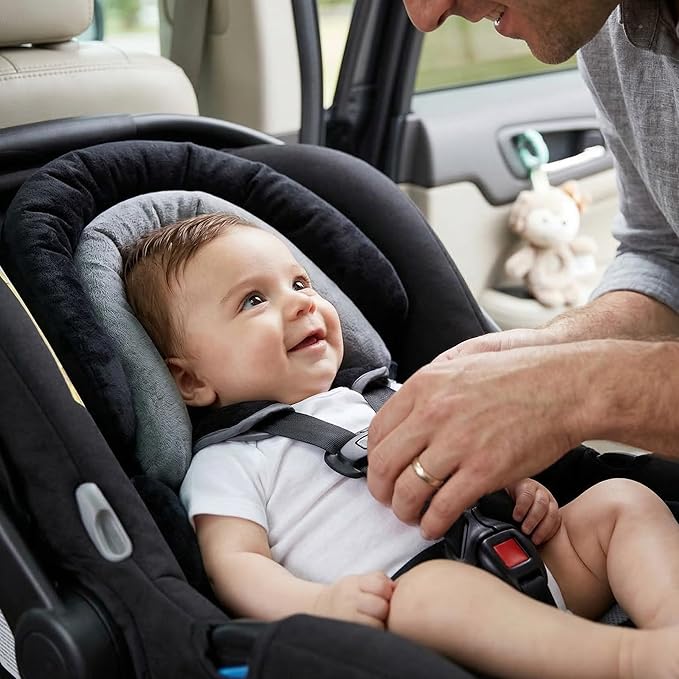 Pro Goleem Breathable 3-in-1 Infant Car Seat Head Support, Soft Infant Car Seat Insert, Carseat Cushion for Toddler, Perfect for Car Seat, Strollers, Swings, Carrier, Bouncer, Black and Grey