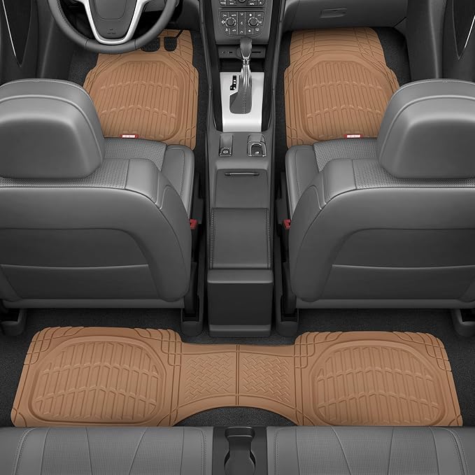 Motor Trend FlexTough Contour Heavy Duty Rubber Car Floor Mats with Cargo Liner - All Weather Full Set Front & Rear fits Most Cars Truck SUV, Automotive Floor Mats