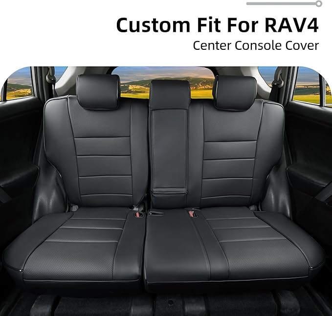 Lolcar Rav4 Car Seat Covers for Toyota Rav4 XLE,Platinum,Limited 2013-2018 & SE 2016-2018,Custom Leather Truck Seat Cover Full Set for SUV,Waterproof Car Seat Protector,Faux Leather(Black)