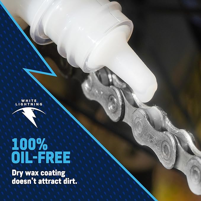 White Lightning Clean Ride Self-Cleaning Wax Bicycle Chain Lubricant – 100% Oil-Free, Reduces Dirt & Grime, Extends Chain Life, Smooth Performance, 4 oz