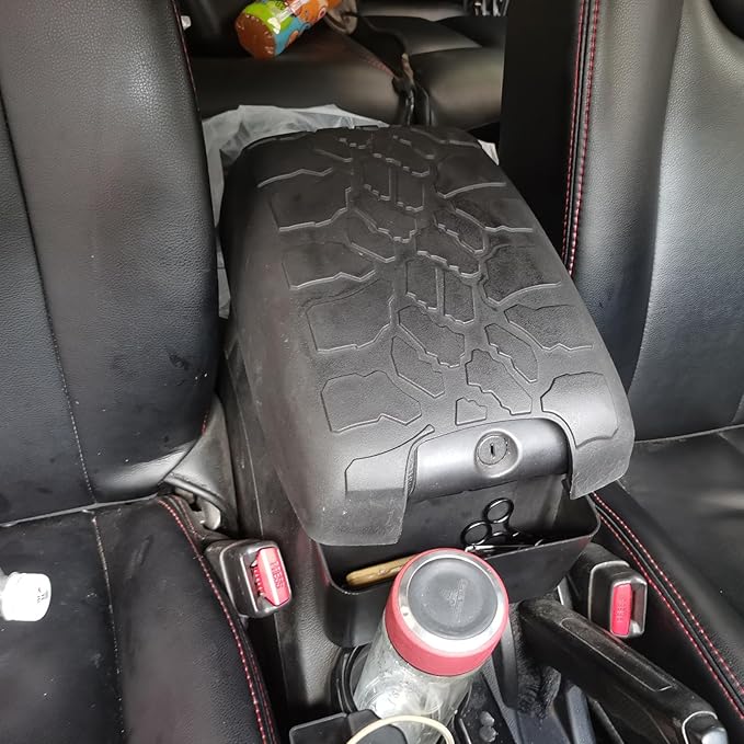 Center Console Armrest Cover Lid for Jeep Wrangler JK 2011 2012 2013 2014 2015 2016 2017 2/4-Door Black Cushion Guard Pad Protector Car Interior Accessories