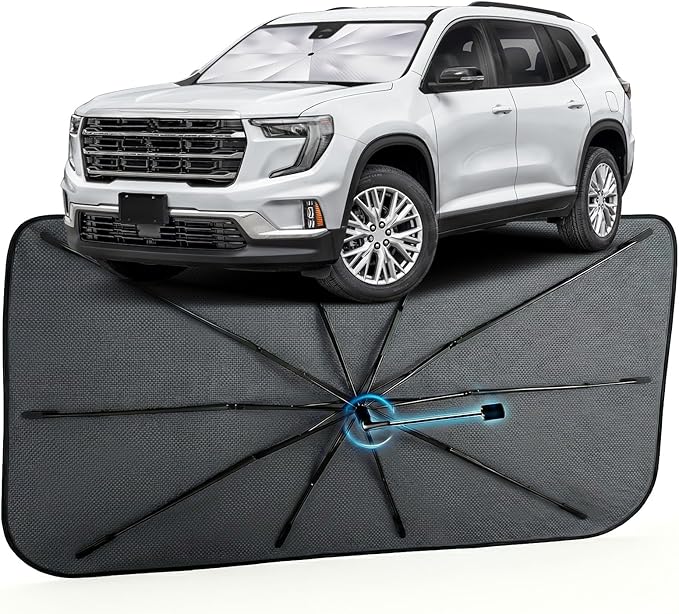 Car Windshield Sun Shade for GMC Acadia 2024-2026 –[Reflective Coated Fabric] Sunshade Umbrella for Front Window, Car Shades Sun Visor Keep Car Cool and Protects Interior, 1:1 Exact Fit