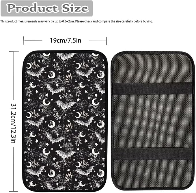 Dreaweet Starry Sky Bat Center Console Cover Halloween Car Accessories Interior Universal Middle Console Covers for SUV Truck Comfort Anti Slip Arm Rest for Car Armrest Storage Box Mat