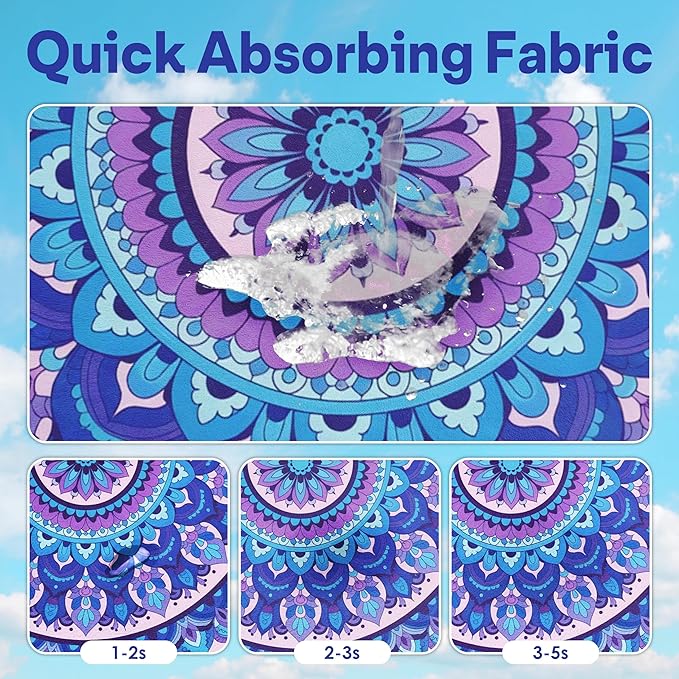 2 Pack Car Seat Towel Covers, Sweat Protector for Front Seats, Premium Thickened Microfiber, Mandala, Non-Slip Elastic Strap, Breathable Quick Dry, Machine Washable Cover for Gym Running Universal Fit