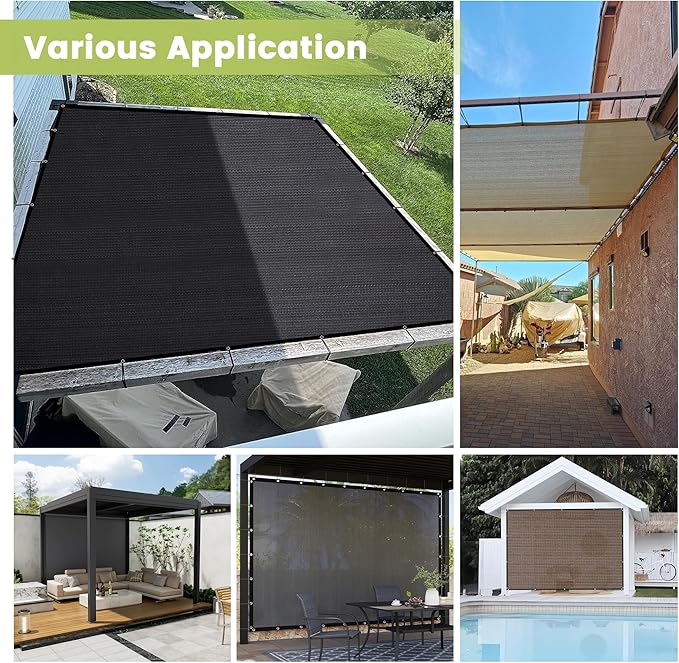 90% Shade Cloth 10×10 FT with Grommets, Outdoor Sun Shade Cloth UV Block Shade Fabric for Patio, Backyards, Carport, Garden, Mocha