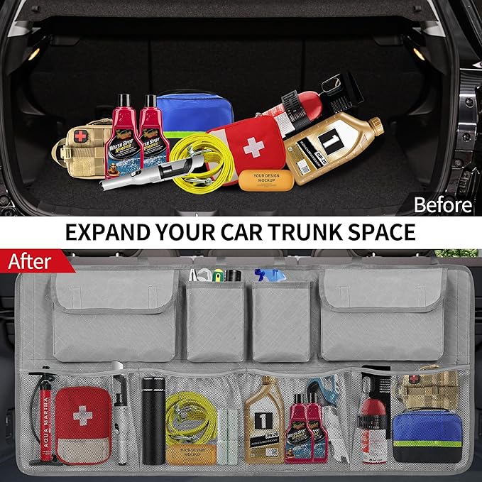 Car Trunk Organizer and Storage, Large Capacity Backseat Hanging Storage Accessories, Backseat Car Organizer for SUV/MPV/Truck (Dimgrey)