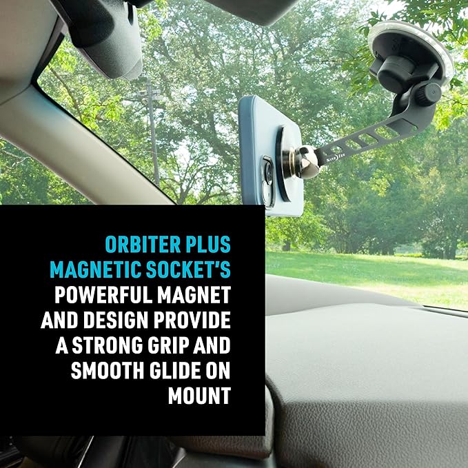 Nite Ize Steelie Windshield Kit - Magnetic Cell Phone Holder for Car Accessories - Sturdy Car Windshield Mount for Cell Phones - Orbiter Plus