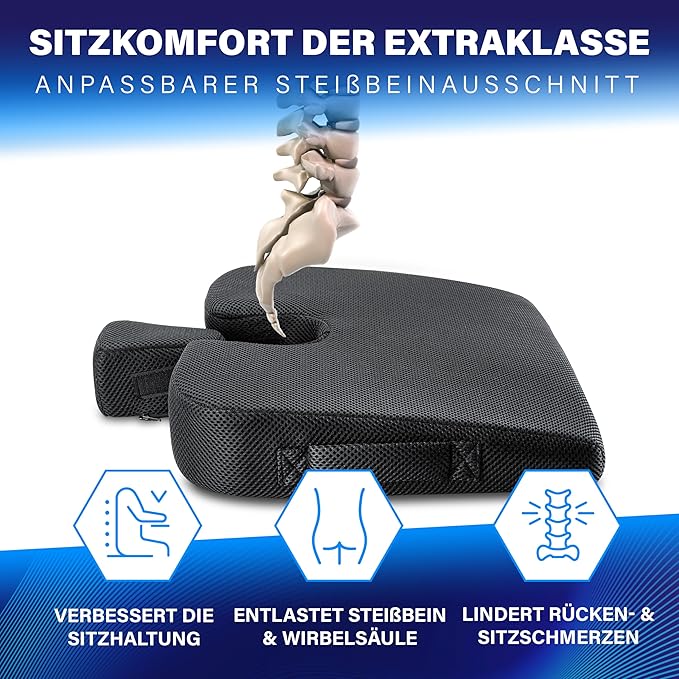 Healthfix® Car Seat Wedge Cushion | Orthopedic Memory Foam Car Seat Wedge Pillow for Driving Comfort & Posture | Seat Riser Cushion for Short Drivers & Back Pain Relief (Soft (99–150 lbs))