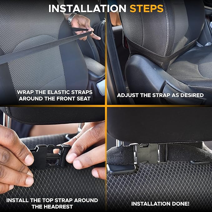 EcoNour Backseat Car Organizer (2 Pack), Heavy Duty Waterproof Stain Resistant Kick Mats Back seat Protector For Kids | Multiple Storage Pockets, Travel Accessories, Touchable Tablet Holder
