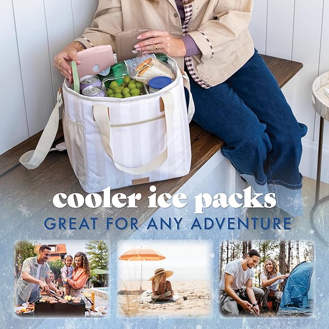 Cool Coolers by Fit & Fresh Slim Ice Packs, Quick Freeze Reusable Ice Packs for Lunch Boxes & Coolers, Long-Lasting, Space Saving Lunch Ice Packs, Multicolor, 4Pk