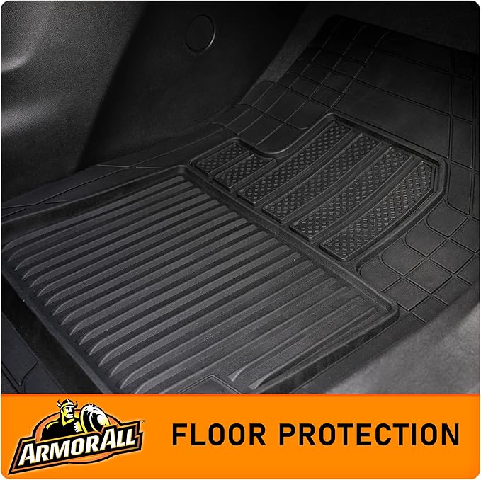 Armor All 5-Piece Weather Defender Floor Mats, Trim-to-Fit for Cars, Trucks, SUVs — Black
