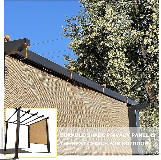 Sun Shade Privacy Panel with Grommets on 4 Sides for Patio, Awning, Window Cover, Pergola or Gazebo (Walnut, 8' x 10')