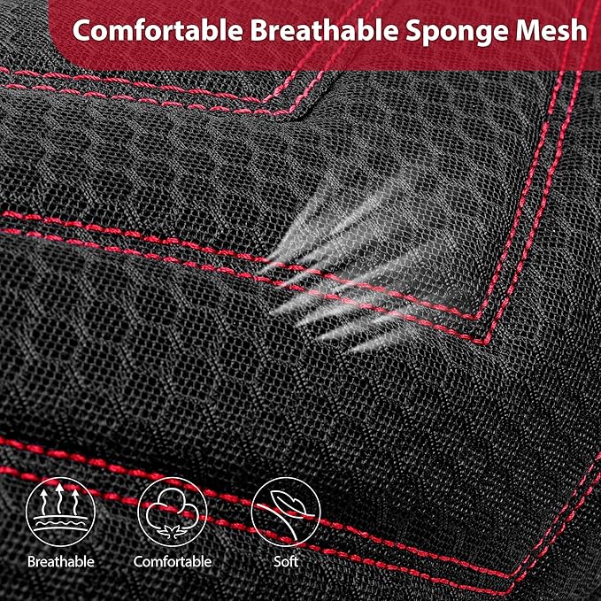 CAR PASS 3D Foam Mesh Leather Car Seat Covers Front Seats, Breathable Front Seat Cover for Cars, Comfortable Universal Fit for SUV Truck Sedan Automotive Anti-Slip Airbag Compatible, Black and Red