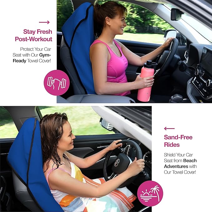 lebogner Waterproof Sweat Towel Car Seat Cover for Post Gym Workout, Running, Swimming, Beach and Hiking (Blue)