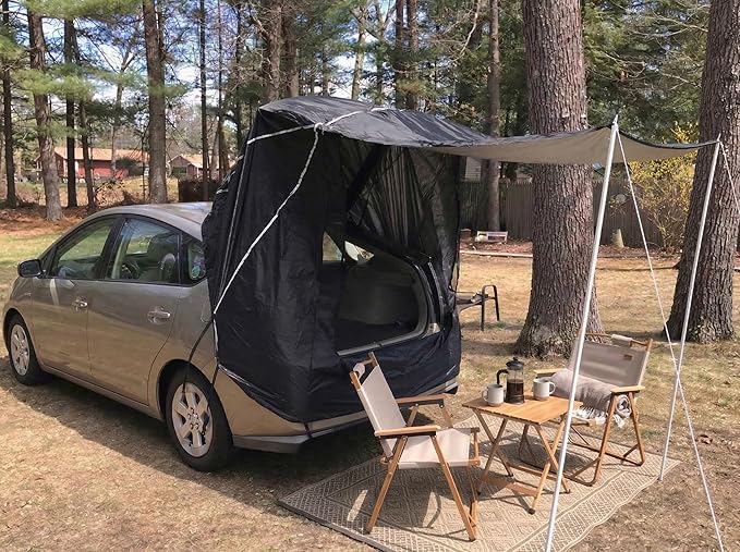 Hasika SUV Tailgate Tent - Universal Car Camping Awning, 3000mm Waterproof & UPF 50+ - Portable Hatchback Tent Privacy Shelter for SUV, CUV, Minivan - Easy Setup Road Trip Essentials Black Small