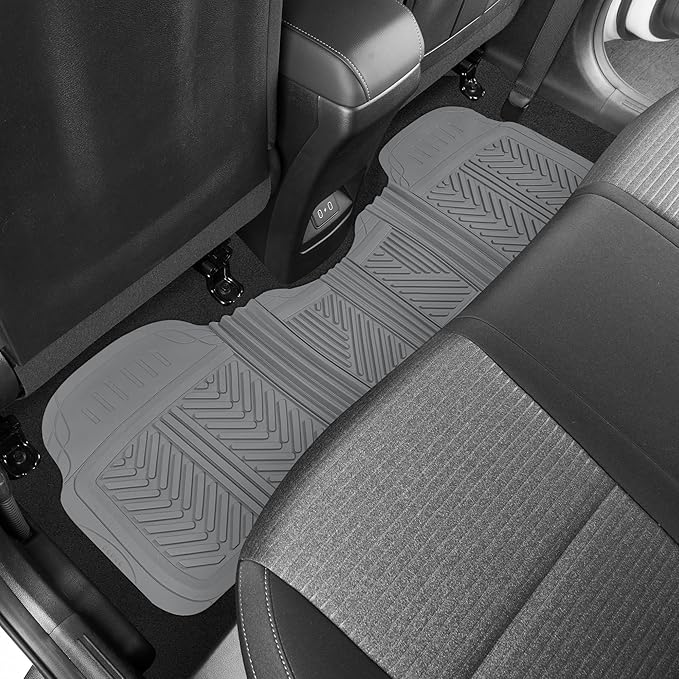 Motor Trend & BDK Heavy Duty Gray Rubber Car Mats Full Set - Universal Trim-to-Fit All Weather Floor Mats - Floor Mats for Car Accessories - Front & Back Interior Floor Mats for Truck Accessories