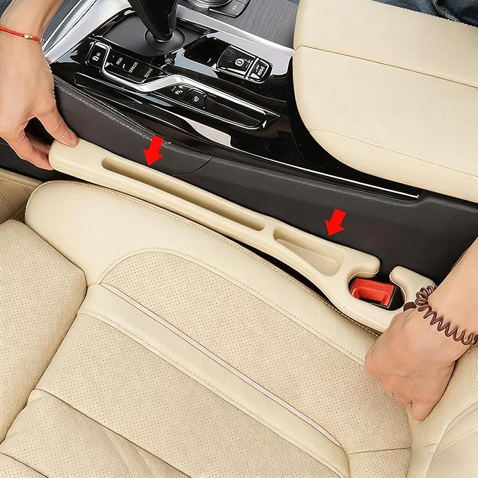YLXGT Car Seat Gap Filler Organizer Universal for Car SUV Truck Accessories Seat Gap Plug Blocker with Storage Slot Beige 2 Pack