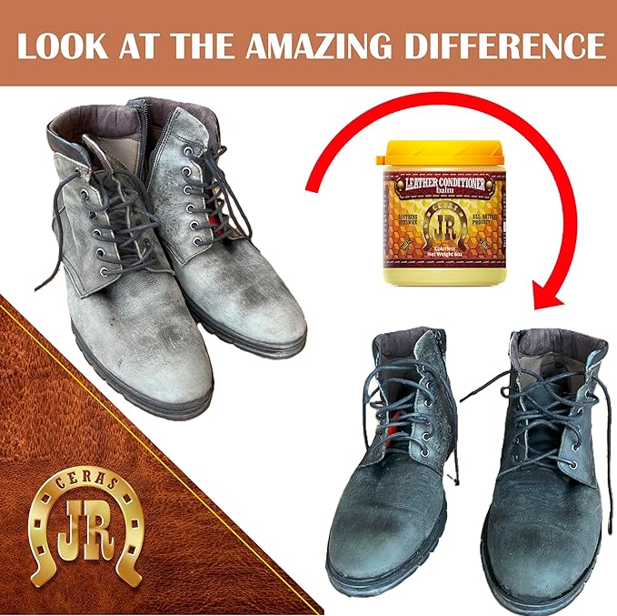 JR Leather Conditioner with Beeswax 6oz – All Natural, Non-Toxic | Restores & Protects Leather for Couches, Car Seats, Purses, Boots & Saddles