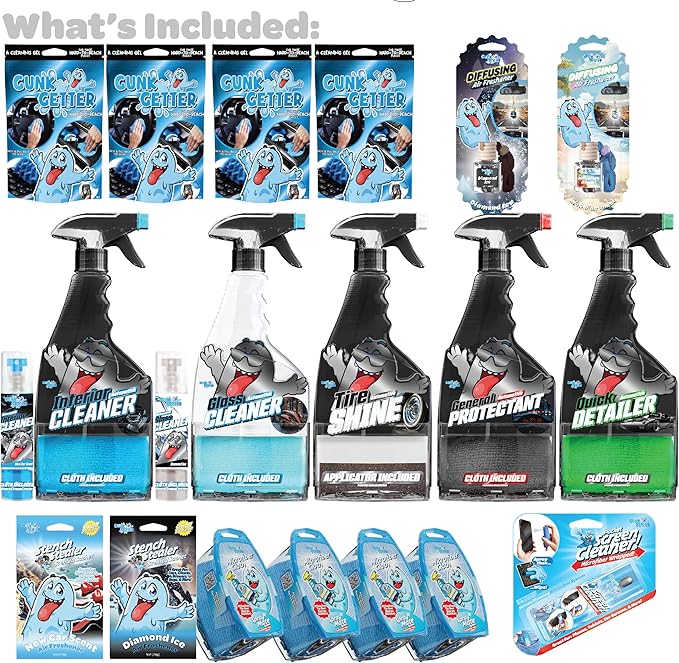 Car Cleaning Kit - Car Accessories for Interior and Exterior Cleaning, Glass Cleaner, Car Wipes, Auto Essentials