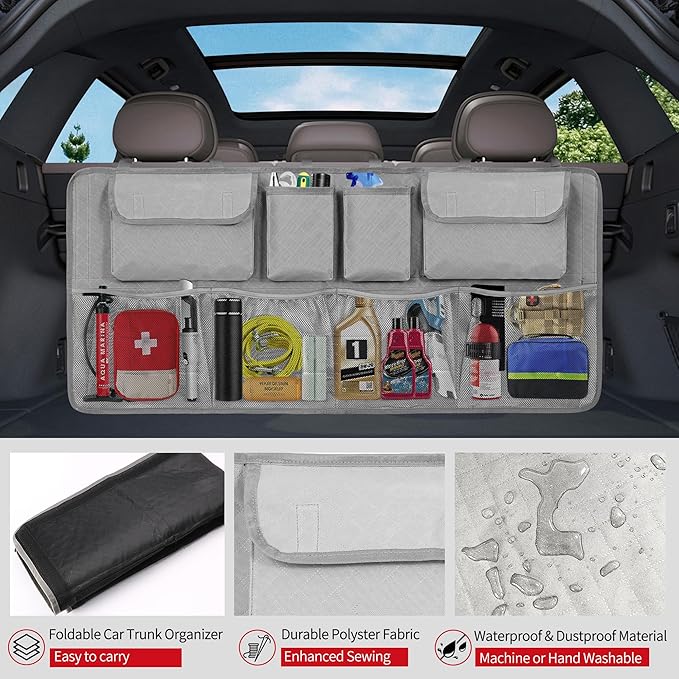 Car Trunk Organizer and Storage, Large Capacity Backseat Hanging Storage Accessories, Backseat Car Organizer for SUV/MPV/Truck (Dimgrey)