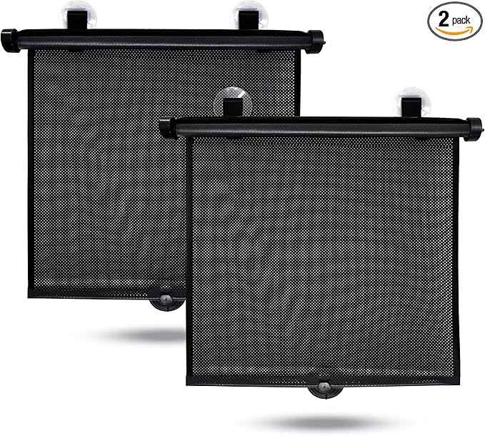 EcoNour Car Window Shades for Baby (2 Pack) - Upgraded | Shades for Side Window | Comes with Enhanced Suction Cups & Large Clips for Durability | Baby Car Accessories (15" x 17")