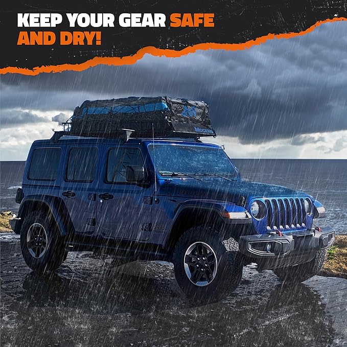 Mockins 35 Cu Ft XL Car Rooftop Cargo Carrier Bag | 80"x40"x19" All-Weather Vehicle Soft-Shell Carriers for Vehicles with or Without Roof Racks | Secure Luggage Bag for Car Roof Storage & Accessories