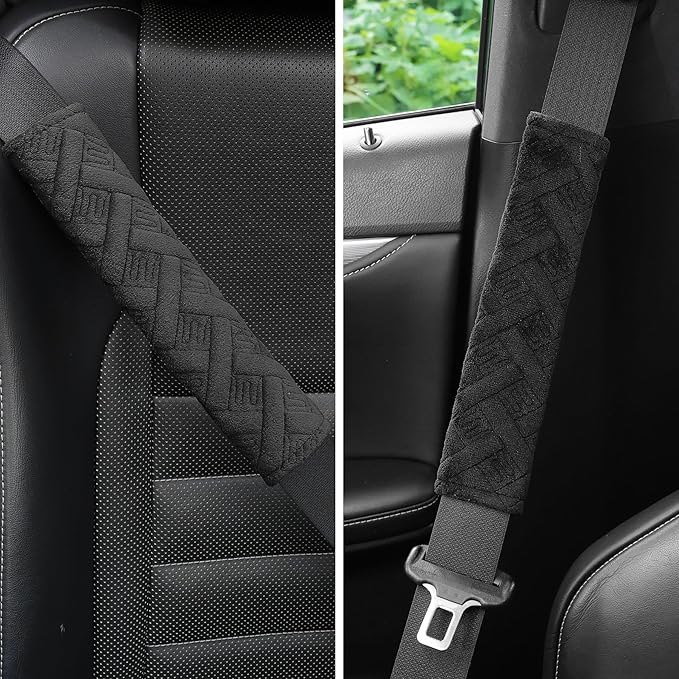JUSTTOP 2-Pack Universal Car Seat Belt Pads Cover for A More Comfortable Driving, Seat Belt Shoulder Strap Covers Harness Pad for Car Interior Accessories(Black)
