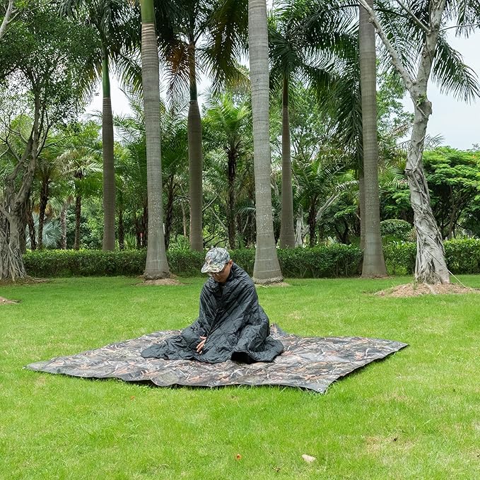 Poncho Liner Military Insulation Blanket Camo with Compression Carry Bag for Outdoors Hiking Jungle Hunting Gear