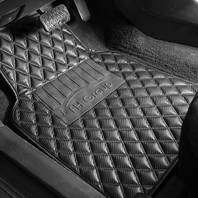FH Group Floor Mats - Faux Leather Floor Mats for Cars, Universal Fit Automotive Floor Mats, All Purpose Car Floor Mats, PU Leather Protector Mat for Most Sedan, SUV, Truck Floor Mats Brown
