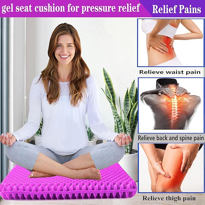 Plus Size Gel Seat Cushion for Long Sitting, Extra Large and Thick, Seat Cushion for Back, Hip, Sciatica, Tailbone Pain Relief, Use for The Office, Wheelchair, Car, Recliner, Truck.(Rose red)