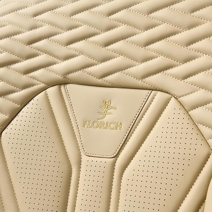 FLORICH Seat Covers for Cars, Waterproof Seat Covers, Leather Car Seat Covers 2 Pack, Universal Seat Cushion Protector for Most Cars Trucks SUV-Beige