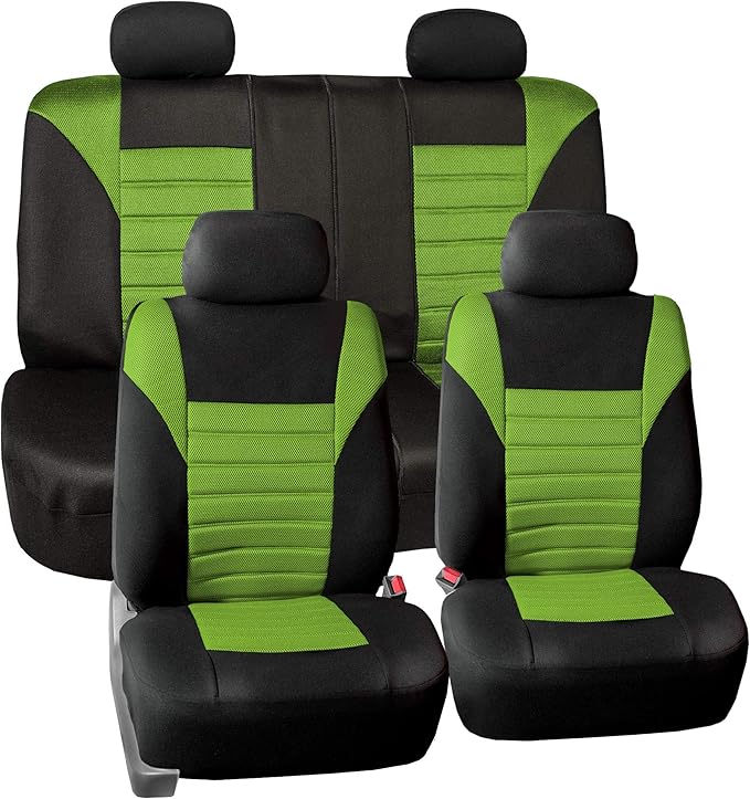 TLH Car Seat Covers Premium 3D Air Mesh Automotive Seat Covers Full Set Green Seat Covers Airbag Compatible and Split Rear Car Seat Cover Universal Fit Interior Accessories for Cars Trucks and SUV