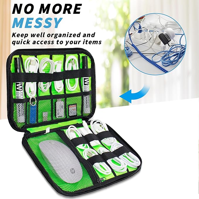 Electronics Organizer,Travel Cord Organizer Pouch, Portable Cable Organizer Bags,Travel Electronic Accessories Storage Case for Cables, Cords, Charger, Phone (Navy Blue)