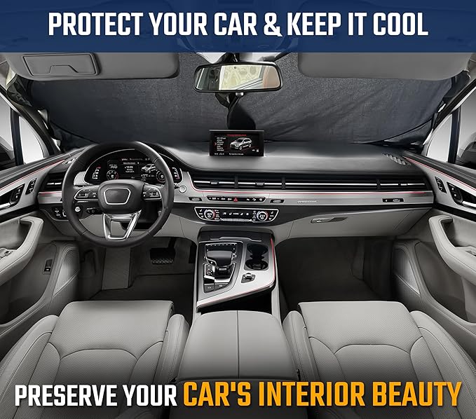 EcoNour Windshield Sunshade for Cars | Full-Size Heat & UV Protection | High-Coverage Light-Blocking Car Sun Shade | Foldable Design Keeps Interior Cool | Compact Storage- X-Large