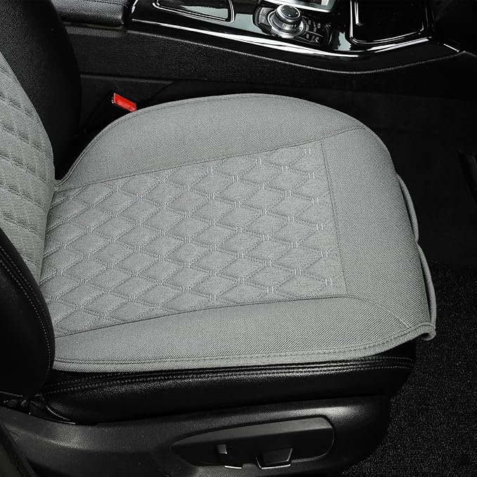 West Llama Linen Car Seat Covers-Breathable & Soft-Front Car Seat Protector Universal Fit 90% Cars,SUVs,Trucks,Diamond Pattern- 1Piece,Gray