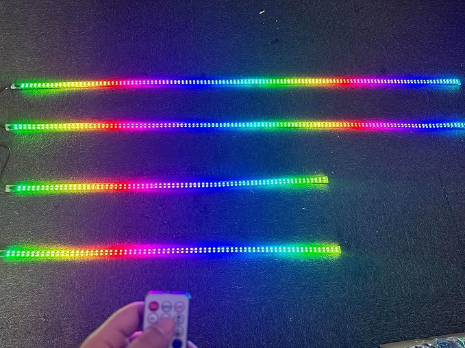 Sando Tech Dream Chase Color Double Row Million Colors Shift 2PCS 4Ft+2PCS 6.5Ft Underglow Strip Light Music Flows Bluetooth/Remote Ctrl Hood Grill Lights for Polaris Slingshot Car Truck