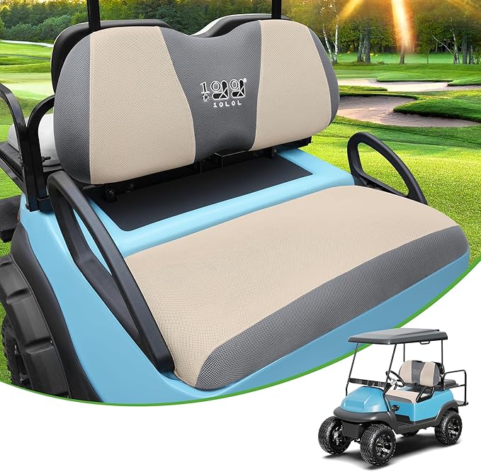 10L0L Golf Cart Seat Covers Universal for Yamaha G29 Drive2 Club Car Precedent Tempo Standard Front Seats, Breathable Mesh Bench Seat Cover, No Drilling Seat Cushion - All-Season Comfort