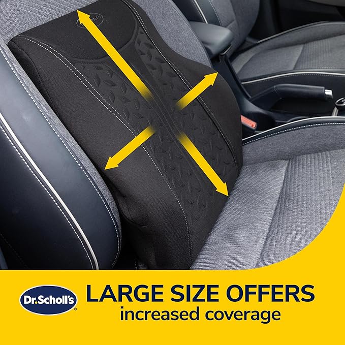 Dr. Scholl's Max Support Charcoal-Infused Lumbar Seat Cushion for Car, Truck, SUV — Black
