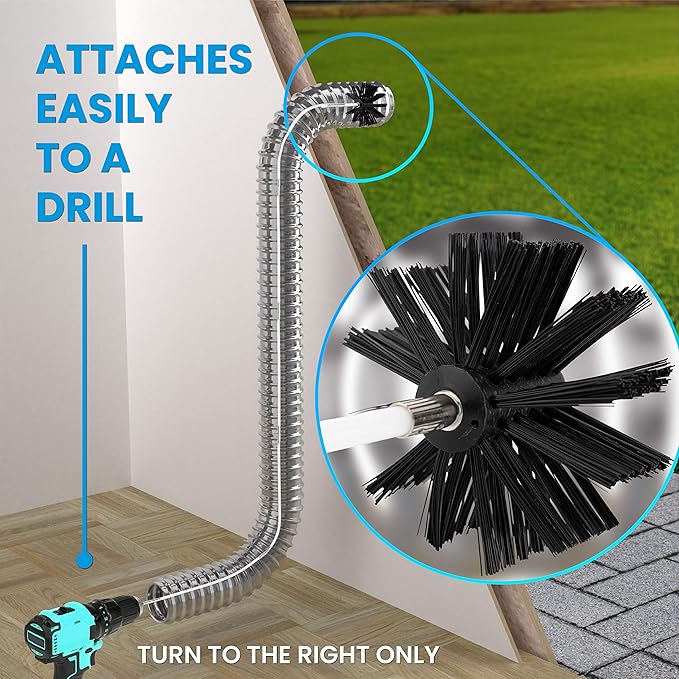 30-Feet Dryer Vent Cleaner Kit - Innovative Lint Remover Reusable Strong Nylon| Flexible Lint Brush with Drill Attachment for Faster Cleaning 30 Feet Long