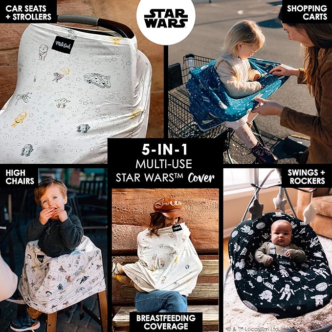 Milk Snob ORIGINAL Star Wars 5-in-1 Cover, Little Galaxy, Added Privacy for Breastfeeding, Baby Car Seat, Carrier, Stroller, High Chair, Shopping Cart, Lounger Canopy - Newborn Essentials, Nursing Top