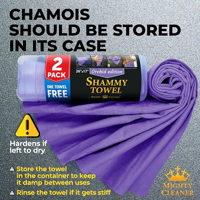 Premium 2pk +1 Free Shammy Cloth for Car Drying - 26"x17" - Super Absorbent Chamois Towel - Scratch-Free, Reusable & Soft Wash Cloth - Car Drying Towels