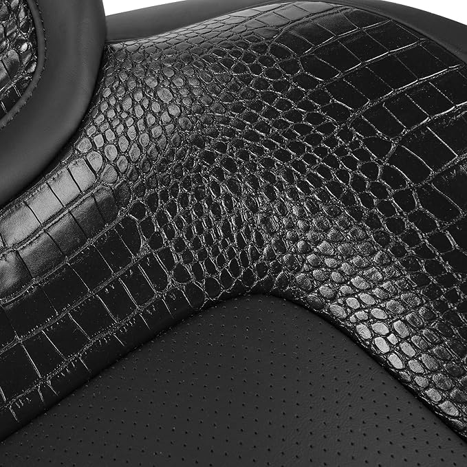 for Tesla Model Y Seat Cover Customized Fit 2020 2021 2022 2023 2024 Black Crocodile Leather and Nappa Leather Splicing Seat Cover Full Set (Crocodile Black)