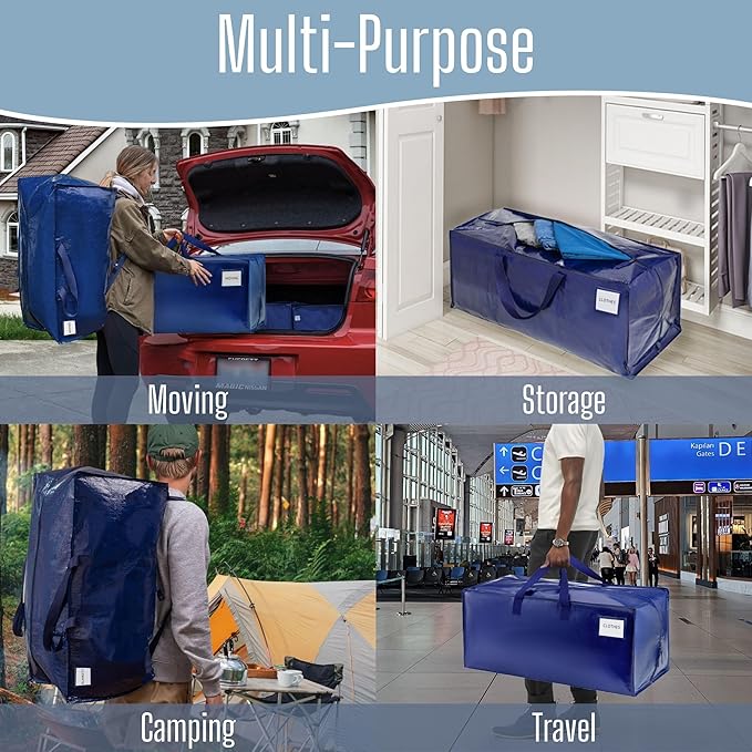 VENO 20 Pack Heavy Duty Moving Bags with Backpack Straps, Zippers & Handles, Extra Large Packing Bags for College Dorm Essentials, Moving Supplies Alternative to Cardboard Moving Boxes