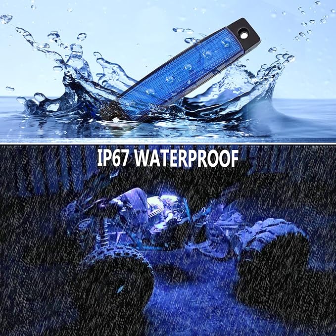 10Pcs Led Rock Lights Waterproof 3.8" Blue LED Underglow Kit,Fender Wheel Well Lights Car Exterior Side Marker Lights for Wrangler Snowmobile Truck Golf Cart RV RV SUV Offroad