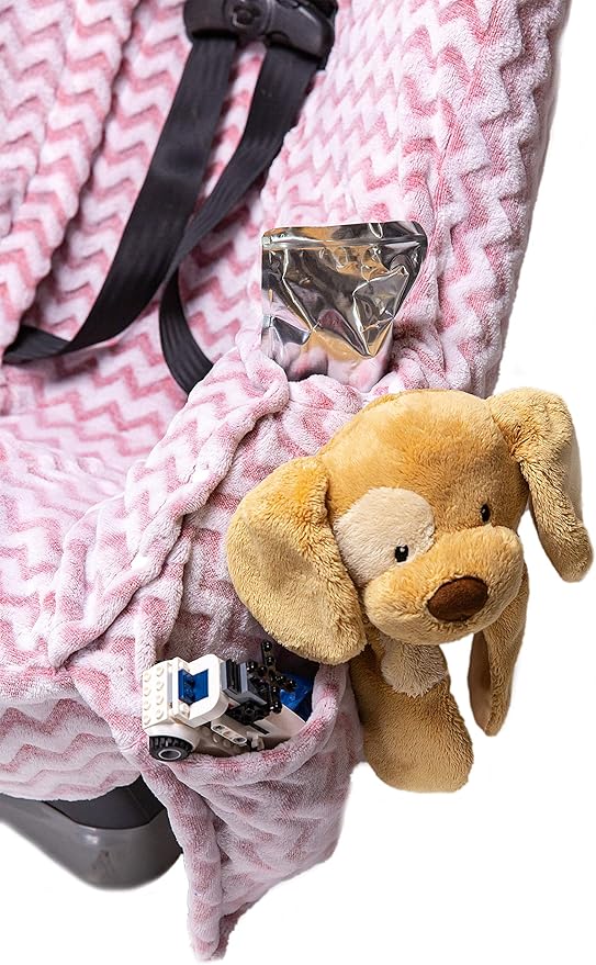 Niko Easy-Wash Children's Car Seat Cover & Liner - Minky - Pink Chevron - Perfect for Winter - Fits Most Toddler Car Seats - Universal Fit - Waterproof SEAT Bottom - Machine Wash and Dry