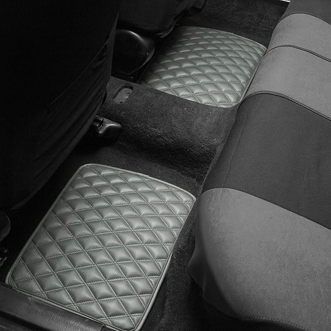 FH Group Faux Leather Car Floor Mats – Universal Fit PU Leather Floor Mats with Non-Slip Design, All-Weather Interior Protectors for Cars, SUVs, and Trucks, Durable Floor Liners, Gray
