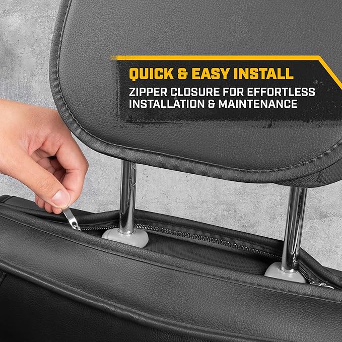 Cat® Edge Deluxe Car Seat Covers for Front Seats - Premium Two-Tone Faux Leather Seat Covers for Cars with Universal Fit, Rugged Automotive Seat Covers for Trucks, Interior Seat Covers for SUV