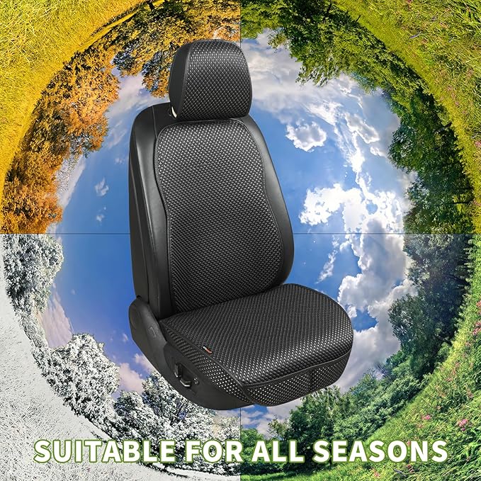 Auto Newer Car Seat Cover,Breathable Front Car Seat Cushion,Comfortable Car Seat Protector,Anti-Slip and Full Wrap Driver Car Seat Protector with Storage Pocket,Universal All Seasons(Black,2PCS)