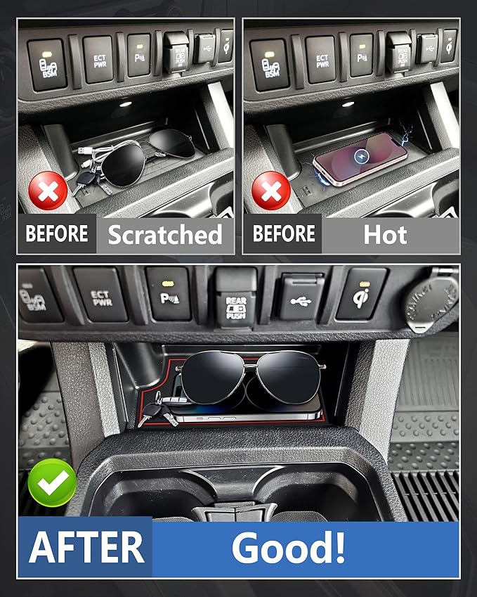 Wireless Charger Insert Protective Pad for 2016-2023 Toyota Tacoma Accessories, Non-Slip & Anti-Dust & Prevent Overheating Center Console Cover Protector for Tacoma Interior Accessories